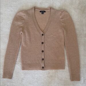 Women's Tan Cashmere Cardigan Sweater
